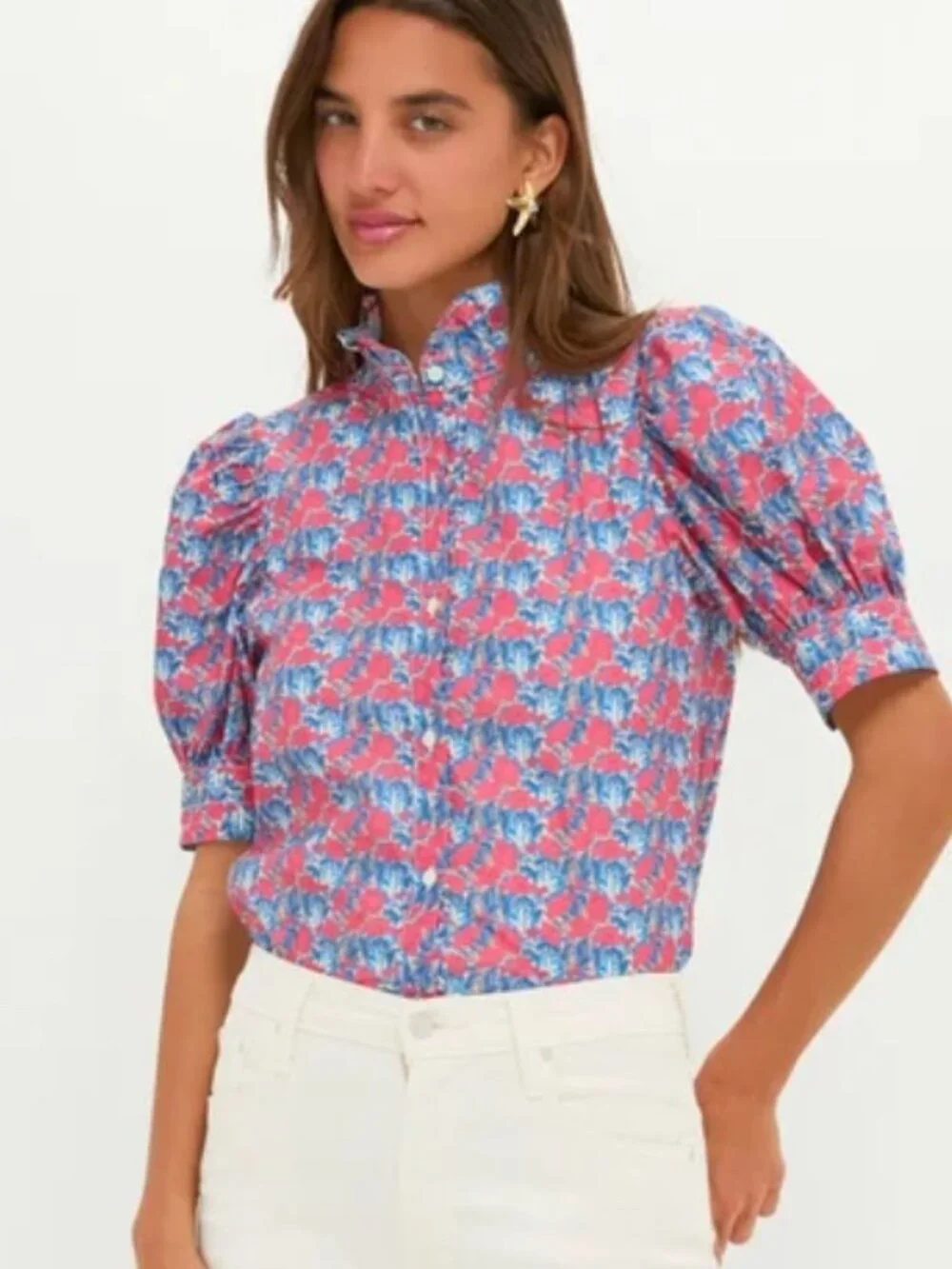 red and pink viney loiusia blouse - Picture 5 of 6